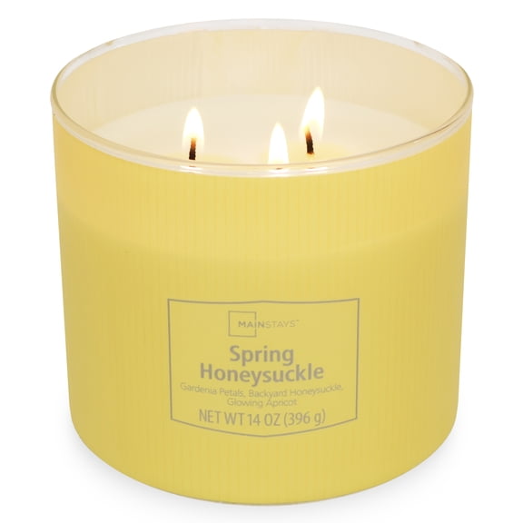 Mainstays 3-Wick Textured wrapped candle, Spring Honeysuckle Fragrance, 14oz