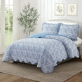 thumbnail image 1 of Mainstays Blue Fern 3-Piece Quilt Set,Full/Queen, 1 of 5