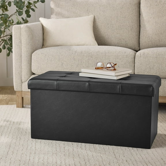Mainstays 30" Collapsible Storage Ottoman, Black