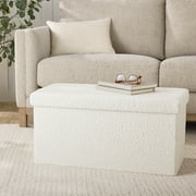 Mainstays 30 in Collapsible Storage Ottoman Bench, Cream