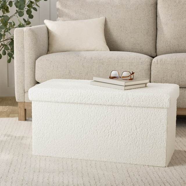 Mainstays 30" Collapsible Storage Ottoman, Cream
