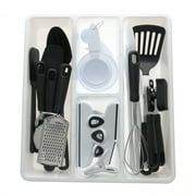 Mainstays 30-Piece Complete Kitchen Gadget Set in Storage Tray, Black/White