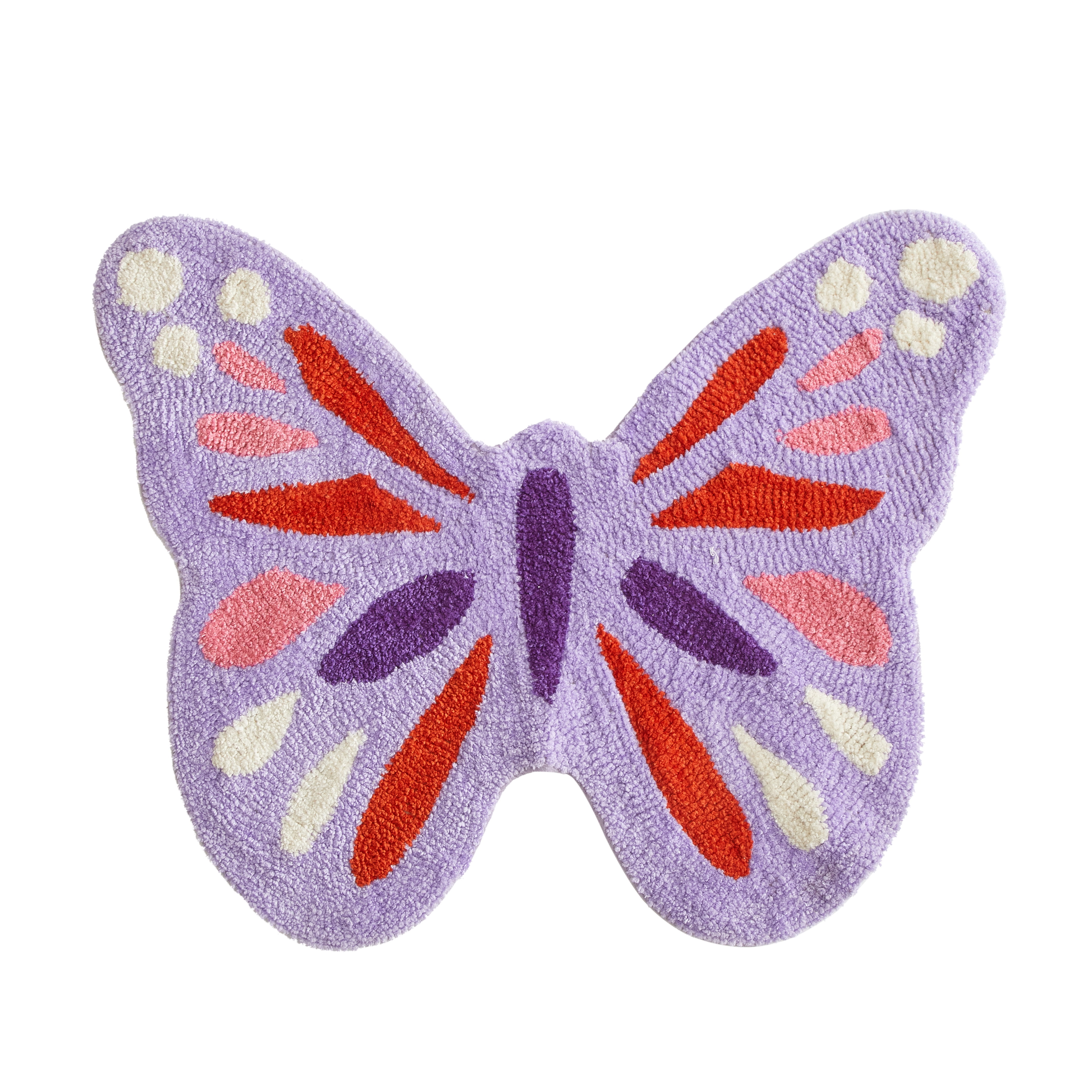 Tufted Multicolor Butterfly Shaped Synthetic Rug