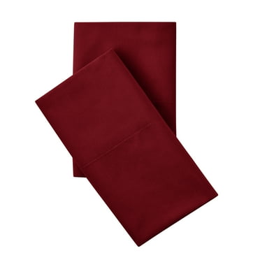 Mainstays, 300 Thread Count, Cotton Blend, Percale, Easy Care, Adult / Teen, 2 Pillowcases, Merlot, Standard / Queen
