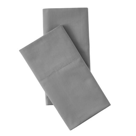 Mainstays, 300 Thread Count, Cotton Blend, Percale, Easy Care, Adult / Teen, 2 Pillowcases, Soothing Gray, Standard/Queen