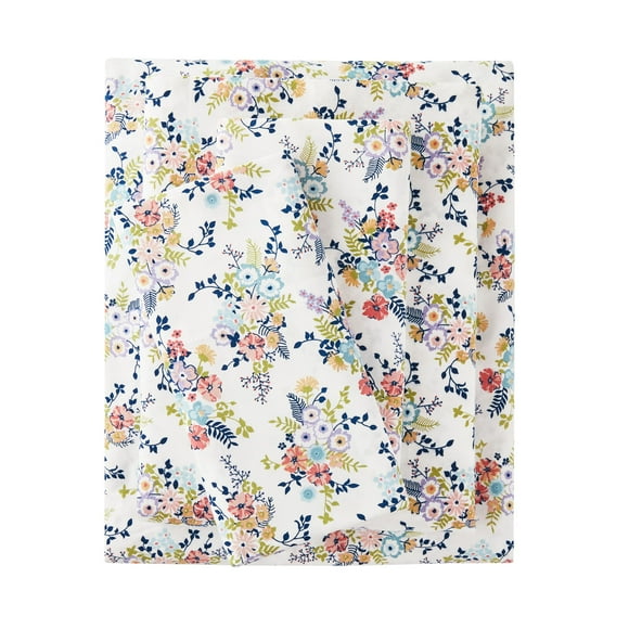 Mainstays, 300 Thread Count, Cotton Blend, Percale, Easy Care, Adult / Teen, Sheet set, Multi-Floral, Twin/TwinXL