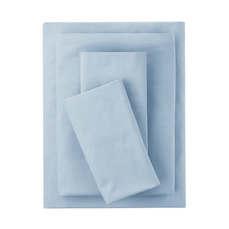Mainstays, 300 Thread Count, Cotton Blend, Percale, Easy Care, Adult / Teen, Sheet set, Placid Blue, Twin / TwinXL