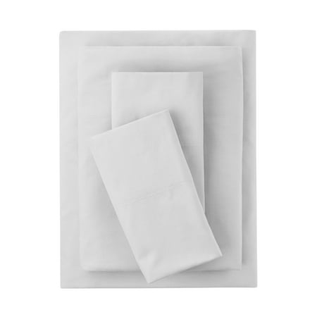 Mainstays, 300 Thread Count, Cotton Blend, Percale, Easy Care, Adult / Teen, Sheetset, Soft Silver, Twin / Twin XL