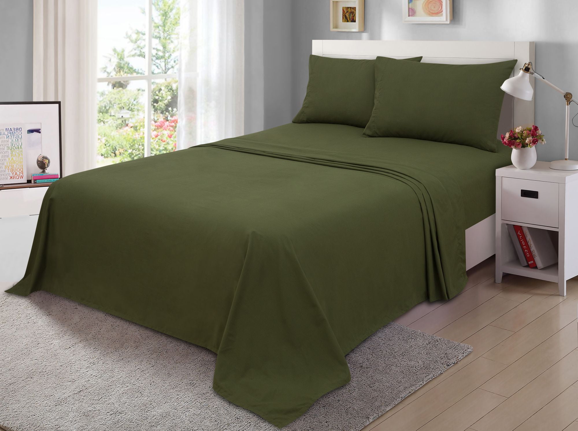 Mainstays 300 Thread Count Easy Care Percale Bed Sheet Set, Queen, Sea