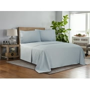 Mainstays 300 Thread Count Easy Care Percale Bed Sheet Set, Twin/Twin XL, Soft Silver, 3 Piece