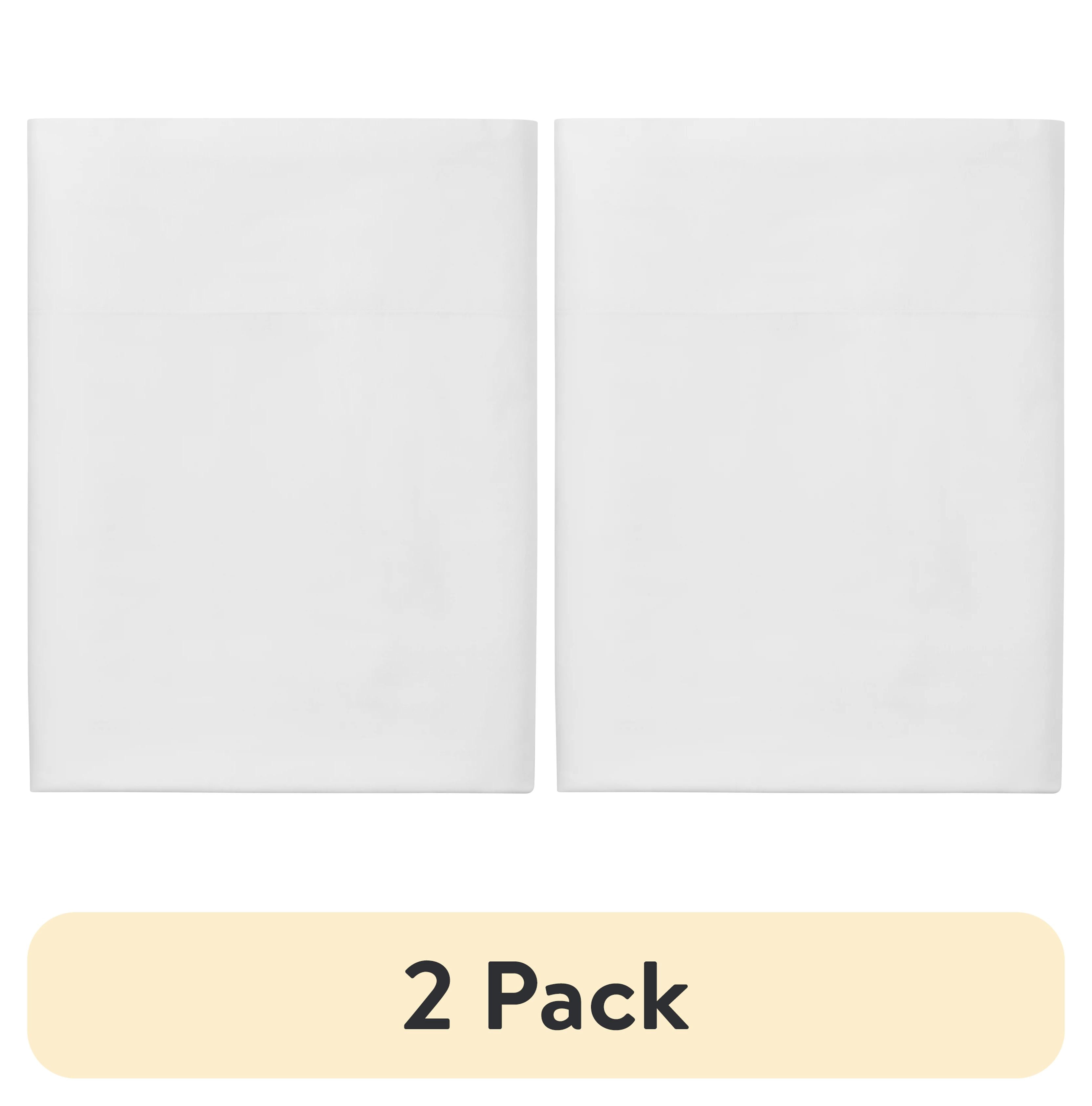 (2 pack) Mainstays 300 Thread Count Easy Care Percale Flat Sheet, Arctic White, Twin/Twin XL