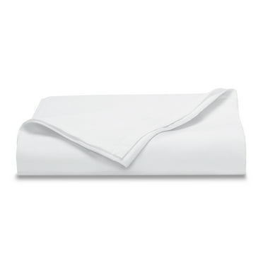 Mainstays 300 Thread Count Easy Care White Cotton Blend Percale Flat Bed Sheet, Queen