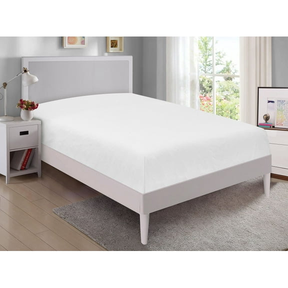 Mainstays 300TC Cotton Rich Percale Easy Care Bed Sheet, Arctic White Queen Fitted Sheet