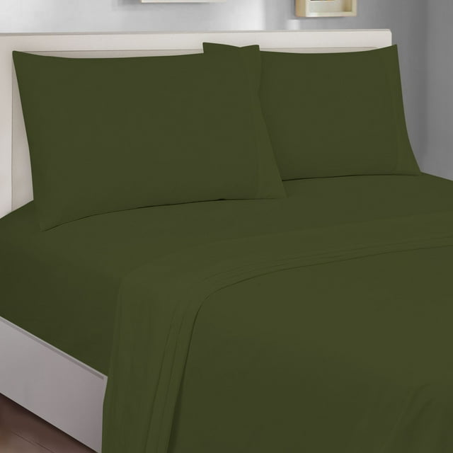 Mainstays 300TC Cotton Rich Percale Easy Care Bed Sheet Set,Pillow