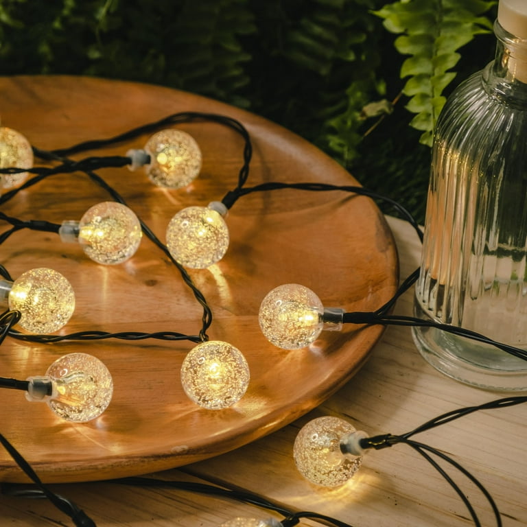 Garden Patio Solar Powered String Lights 20 Ft 30 LED Crystal Balls Warm White color Garden Patio Solar Powered String Lights 20 Ft 30 LED Crystal Balls Warm White color