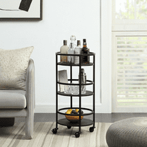 Mainstays 32"  3-Tier Rolling Round Kitchen Storage Bar Cart, Black