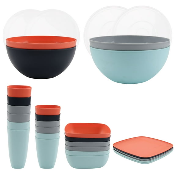 Mainstays 32-Piece Square Plastic Bundle Set, Assorted Colors