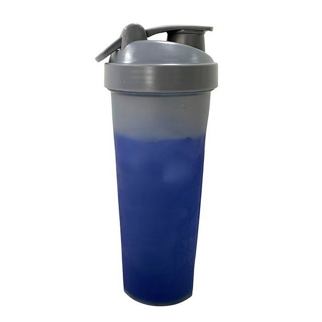 Mainstays 34 oz Gray and Blue Solid Print Shaker Bottle with Wide Mouth