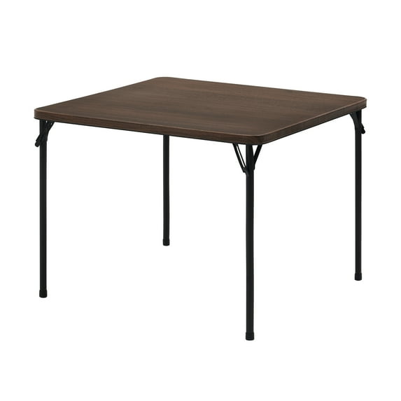 Mainstays 34inch Straight Top Folding Table, Card Table, Deep Walnut