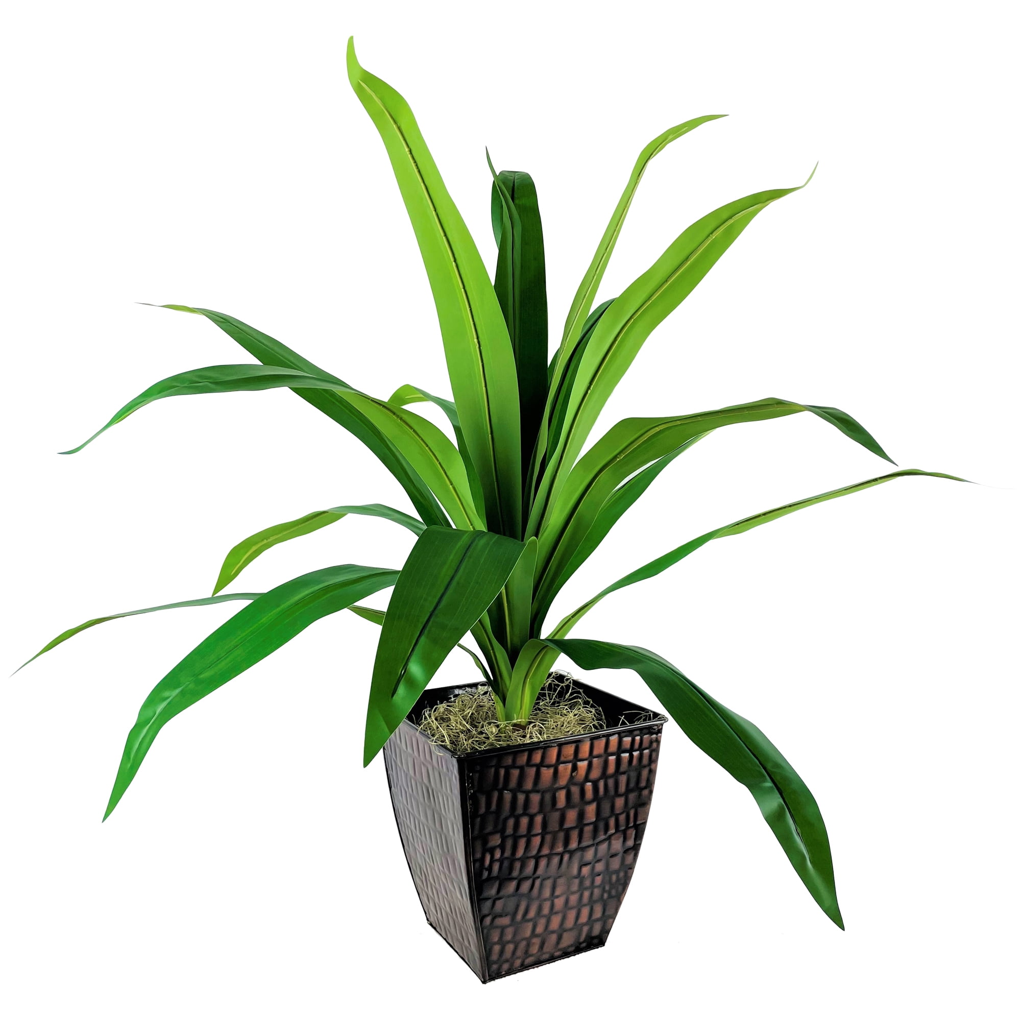 Mainstays 36" in Height Tall Artificial Dracaena Plant with Square Metal Planter Green Plant
