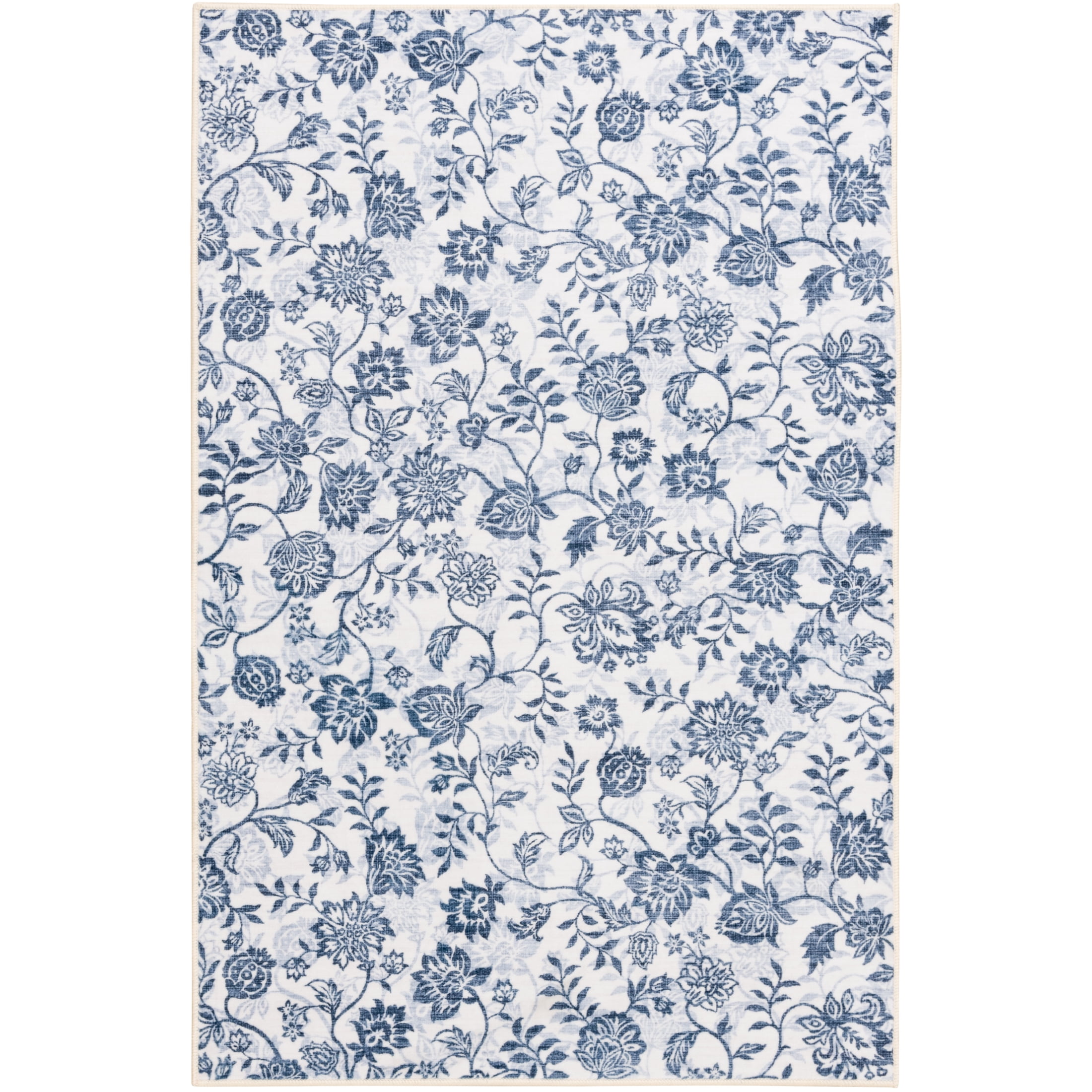 Mainstays Blue Floral Faux Fur Indoor Accent Rug, 36