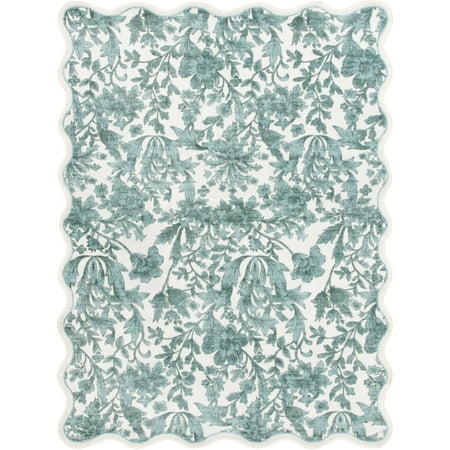 Mainstays 36"x56" Green Feather Faux Fur Scalloped Indoor Accent Rug