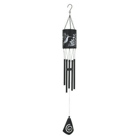 chama です Mainstays 37” Black Metal Outdoor Wind Chime with Solar