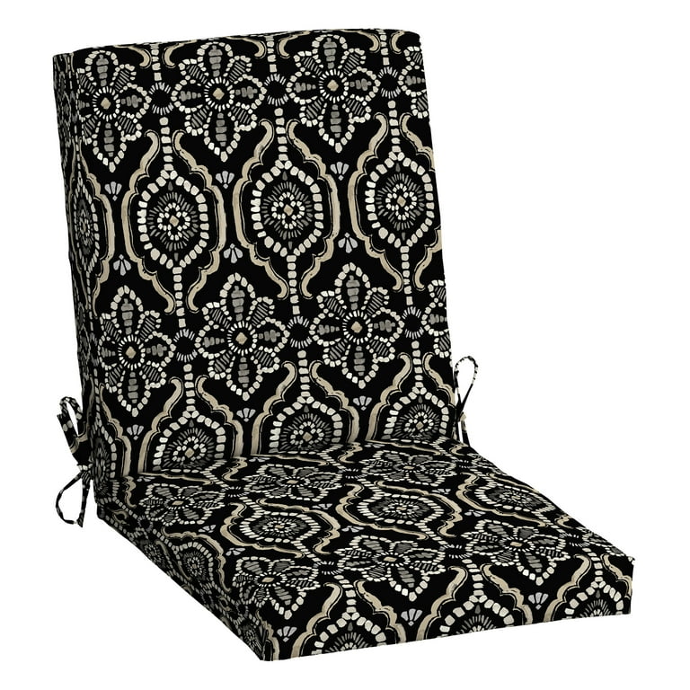 Mainstays 37 L x 19.5 W Black Medallion 1 Piece Rectangle Outdoor Chair Cushion Walmart