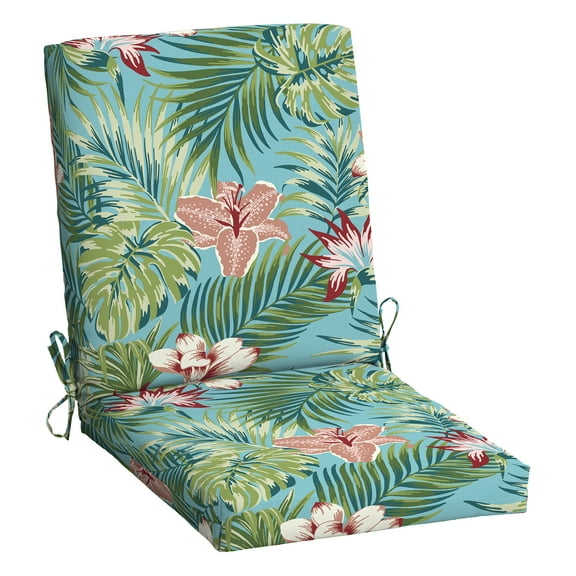 Mainstays 37"L x 19.5"W Turquoise Palm 1 Piece Rectangle Outdoor Chair Cushion