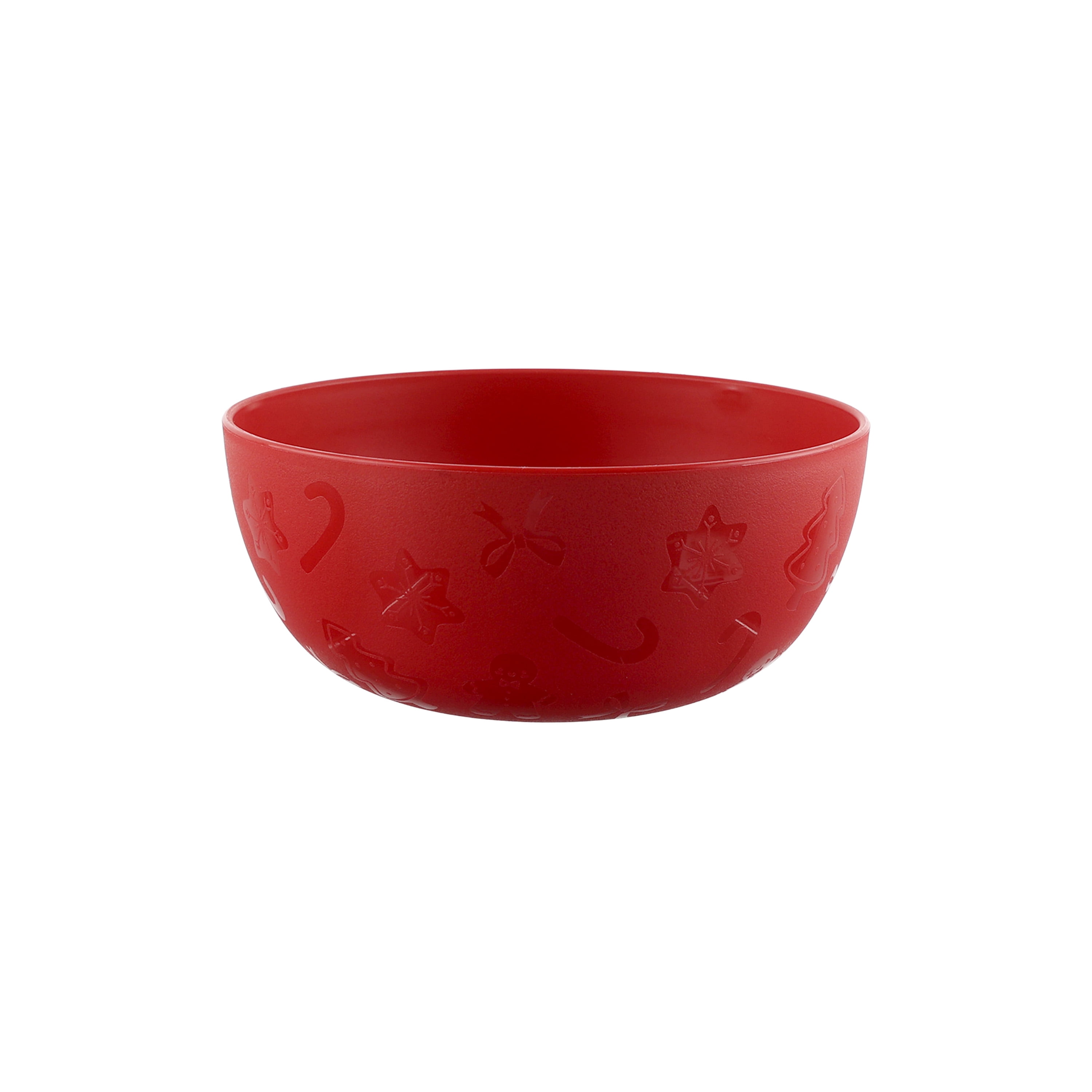 Mainstays 38 Ounce Round Plastic Etched Holiday Bowl, Red