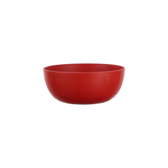 Mainstays 38 oz Plastic Cereal Bowl, Etched Plaid Bow, Red