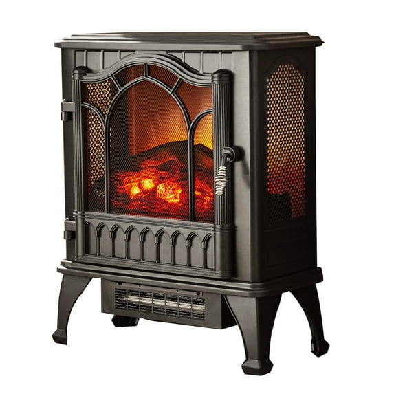 Mainstays 3D Electric Stove with Life-like Flame, Black
