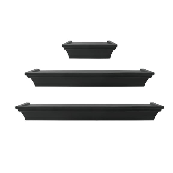 Mainstays 3PC Plastic Floating Shelves, Black