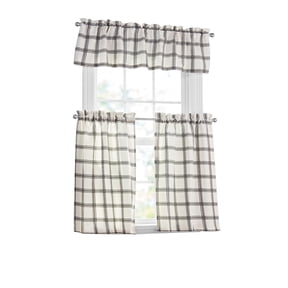 Mainstays 3-Piece Printed Tier and Valance Curtain Set, 56 in x 14 in, 65% Recycled Polyester/35% BCI Cotton