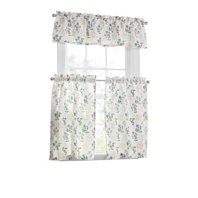 Mainstays 3 Piece Floral Multi Printed Curtain Tier Set, 56"W x 14"L