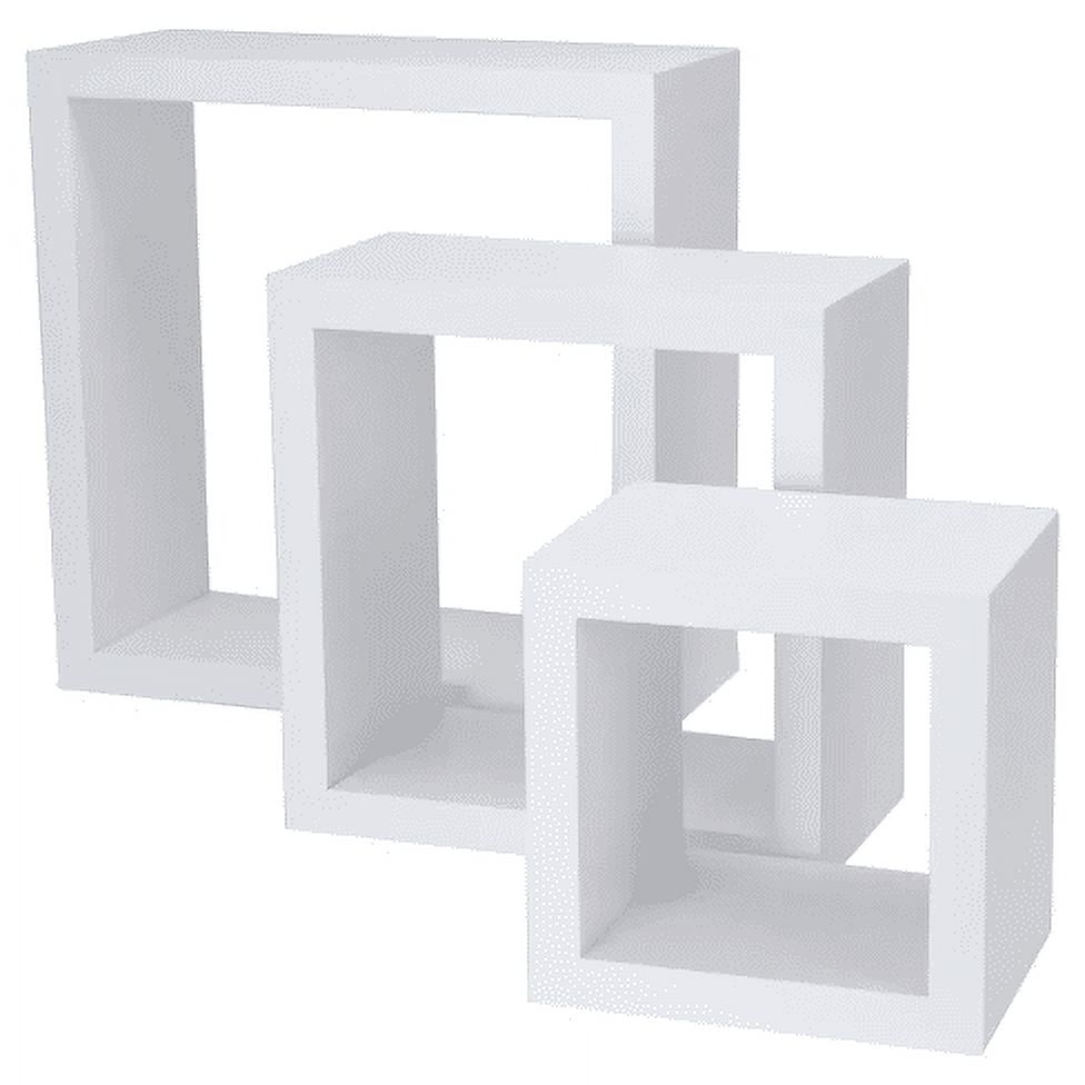 Mainstays 3pc White Cube Shelf Set Wall Decor