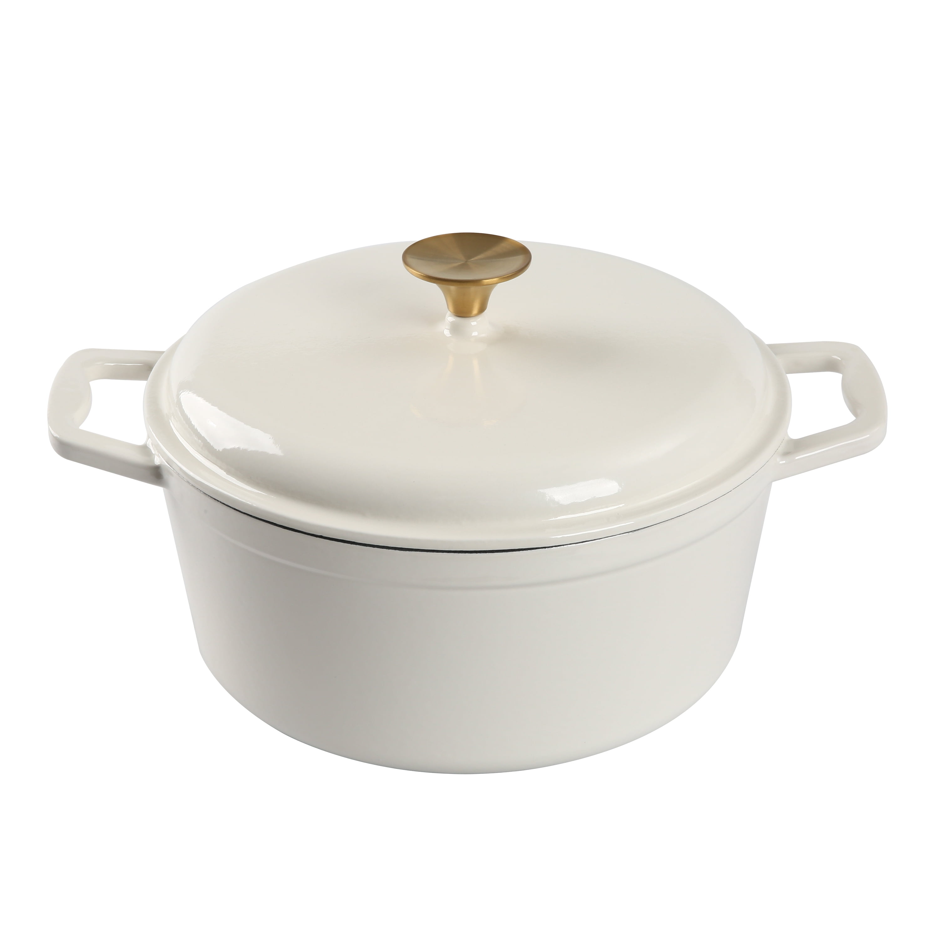 Mainstays 4.75 Quart Round Enameled Cast Iron Dutch Oven with Lid White