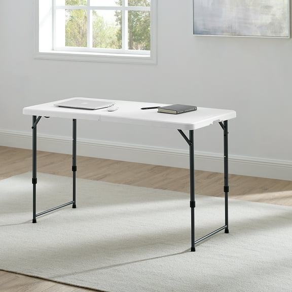 Open Box Mainstays 4' Adjustable Height Centerfold Folding Table, White