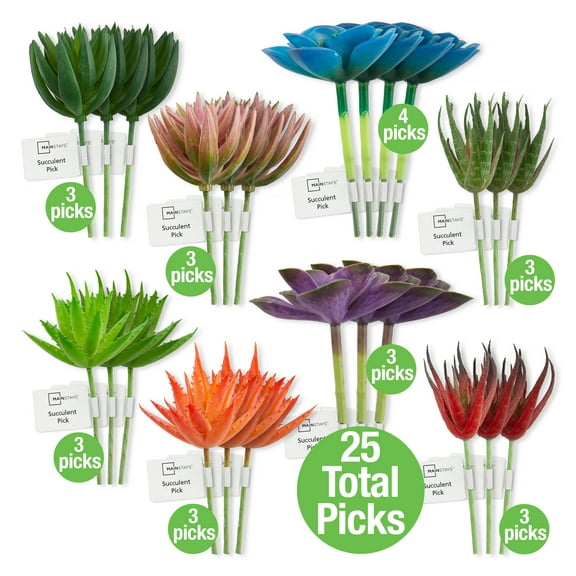 Mainstays 4" Artificial Multicolor Mini Succulent Picks, 25pk
