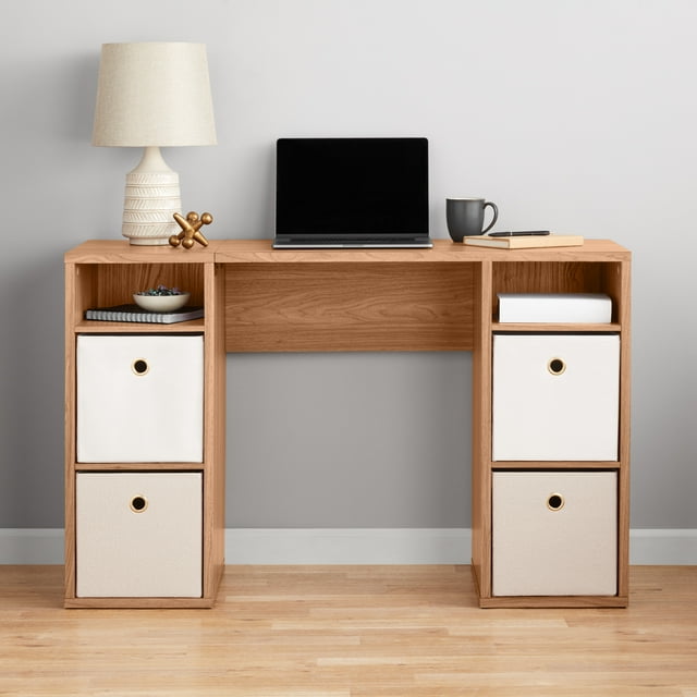 Mainstays 4Cube Storage Desk, Warm Walnut