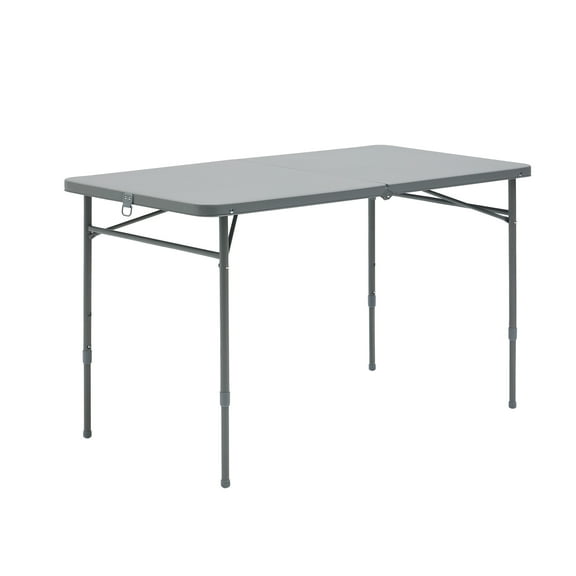 Mainstays 4 Foot Fold-in-Half Adjustable Folding Table, Gray
