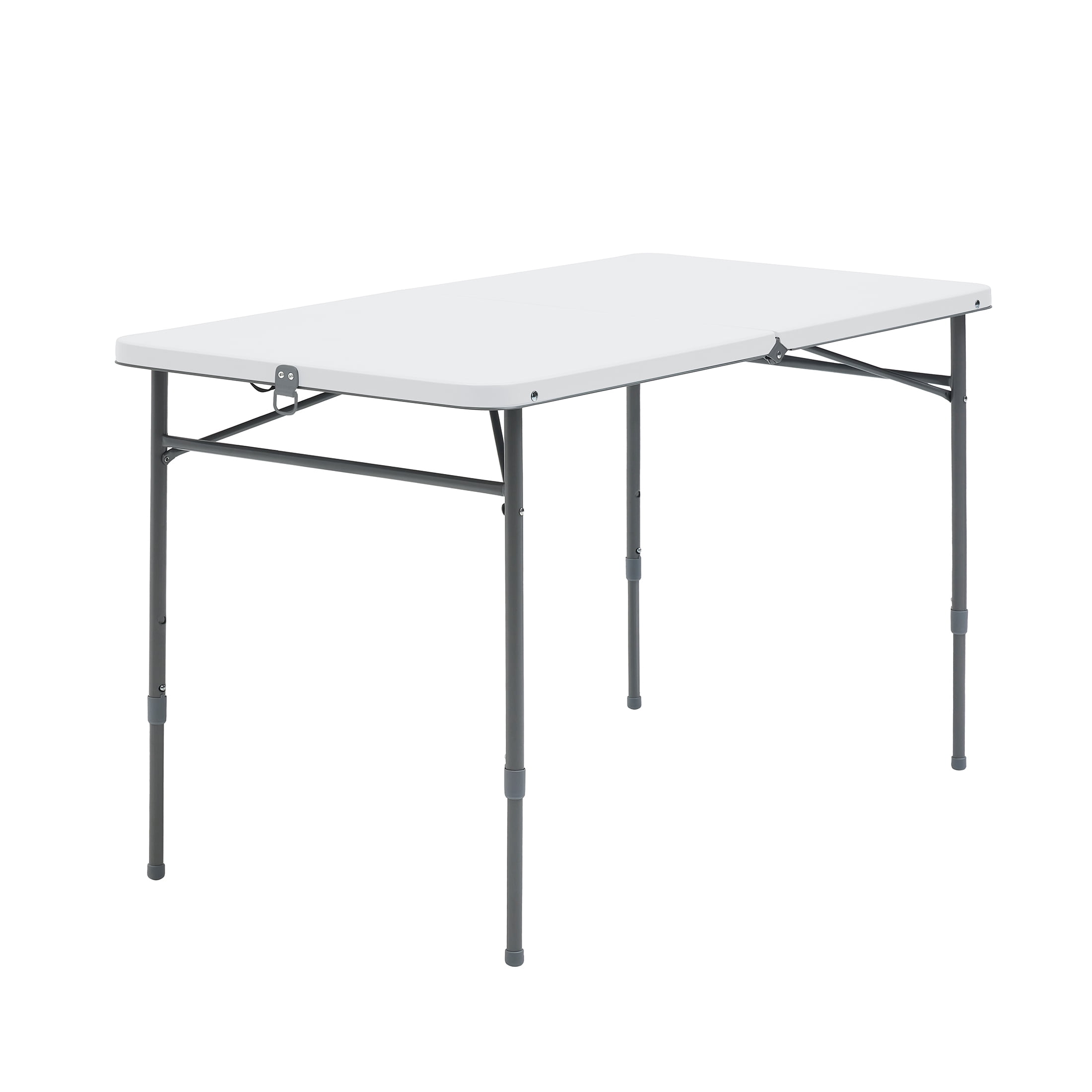 Mainstays 4 Foot Fold-in-Half Adjustable Folding Table, White