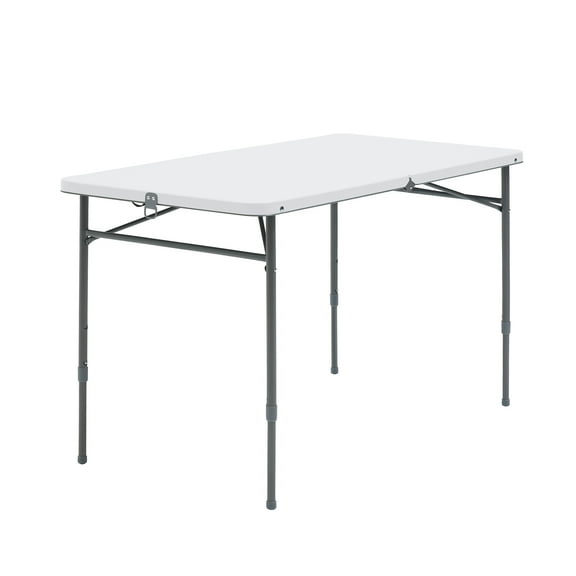 Mainstays 4 Foot Fold-in-Half Adjustable Folding Table, White