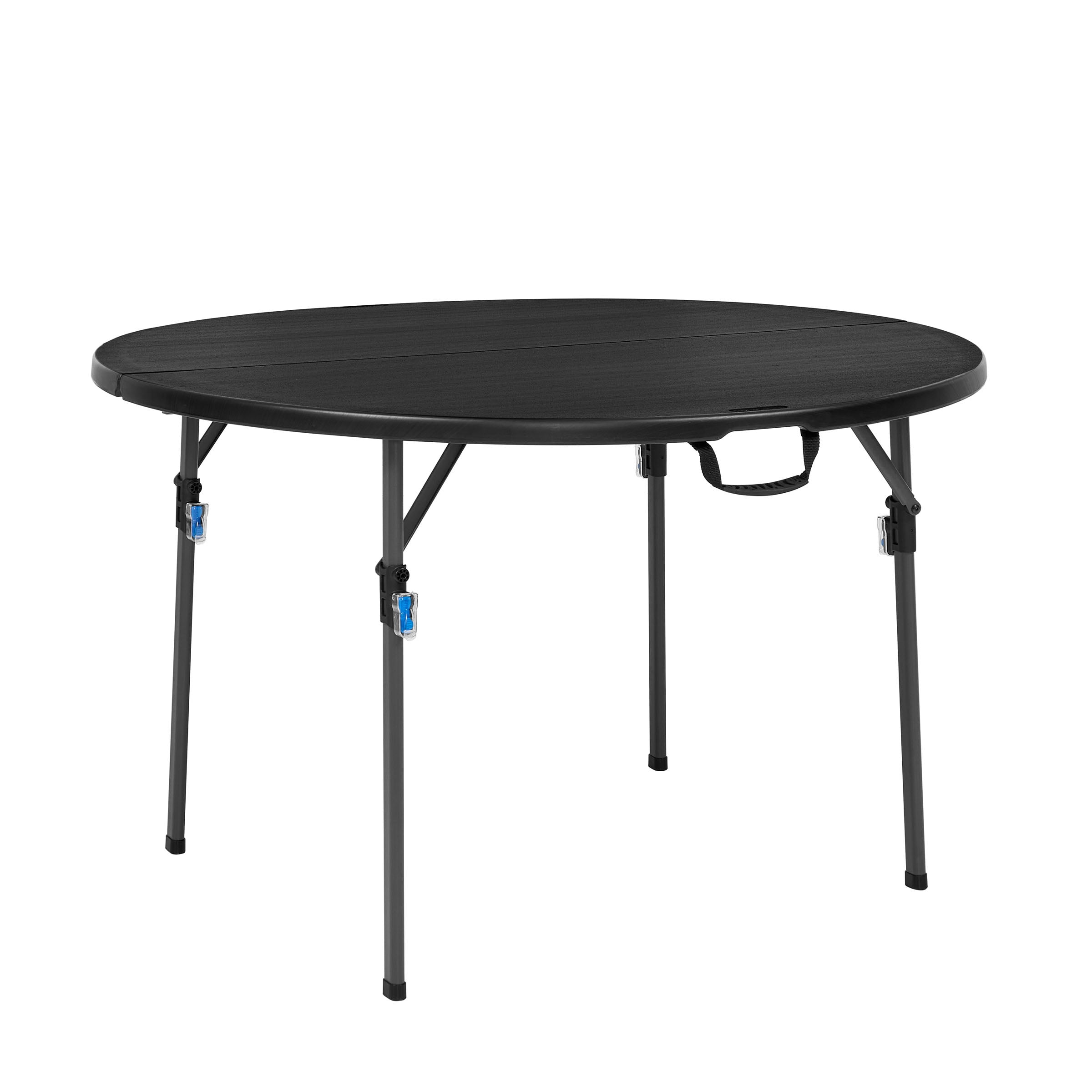 Mainstays 4 Foot Fold-in-Half Round Plastic Table, Indoor Outdoor, Black