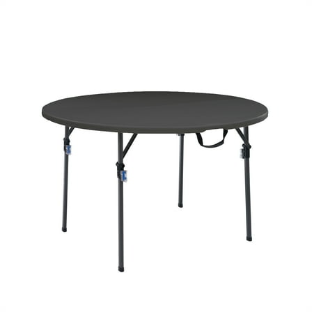 Mainstays 4 Foot Fold-in-Half Round Plastic Table, Indoor Outdoor, Black