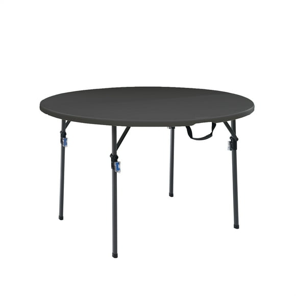 Mainstays 4 Foot Fold-in-Half Round Plastic Table, Indoor Outdoor, Black