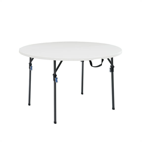 Mainstays 4 Foot Fold-in-Half Round Plastic Table, Indoor Outdoor, White
