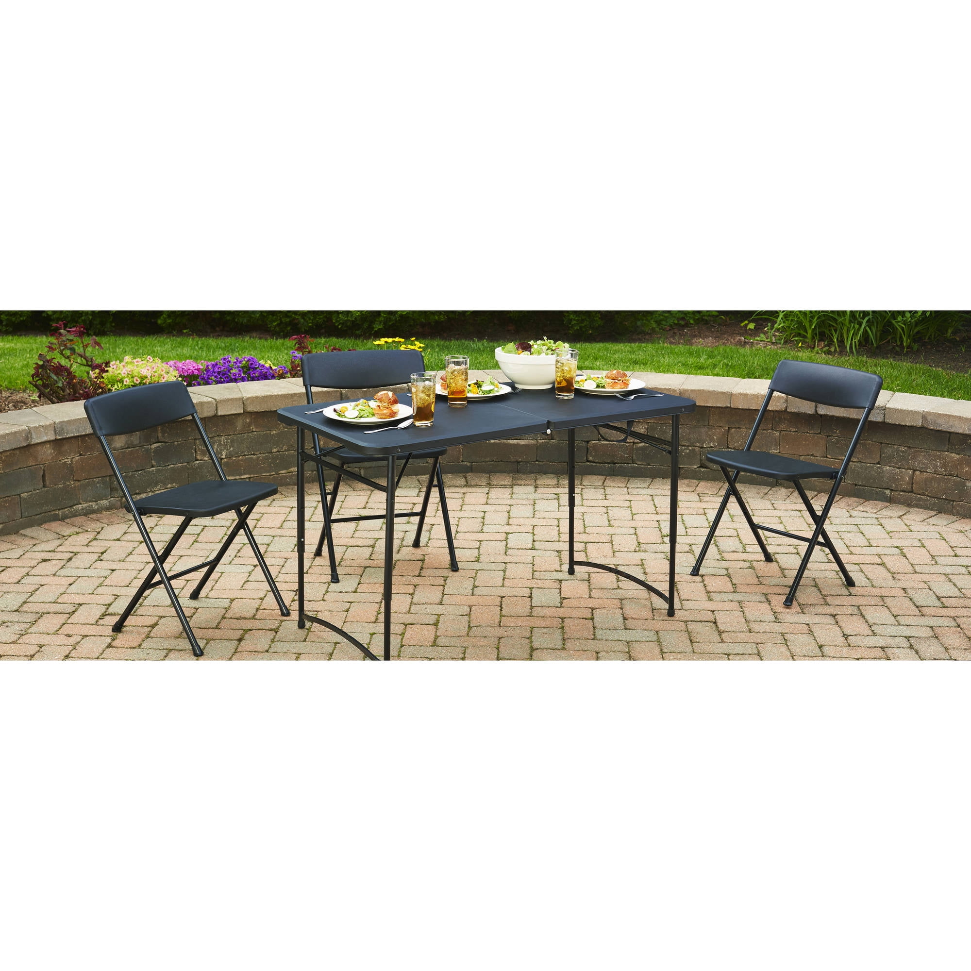 Mainstays 4 ft Fold-in-Half Folding Table, Black