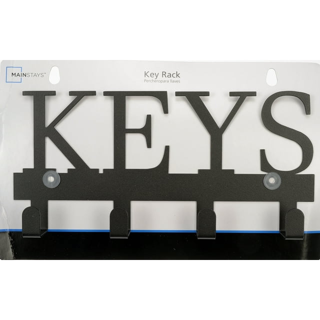 Mainstays 4 Hook Key Rack, Black Finish, Mounting Hardware Included