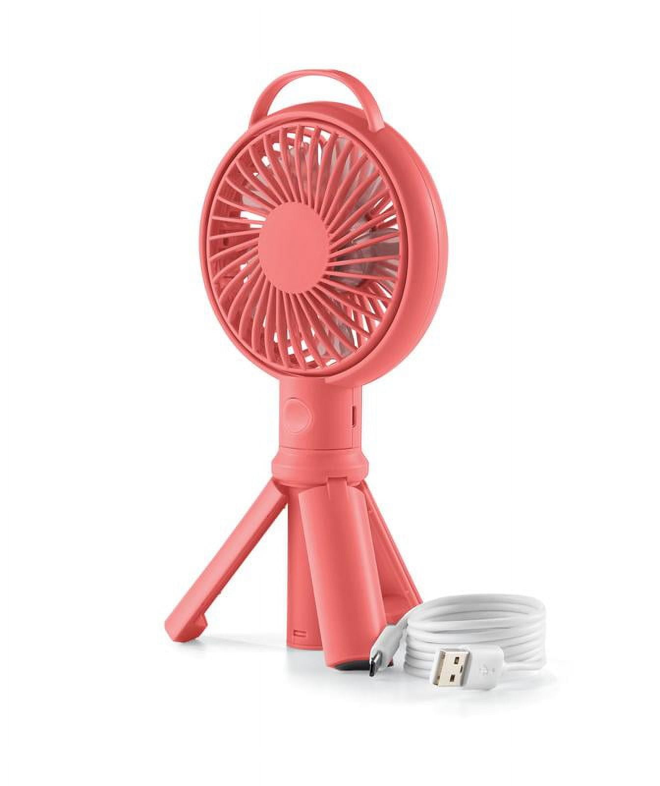 Mainstays 4Inch Mini USB Rechargeable Portable Handheld Fan in Coral